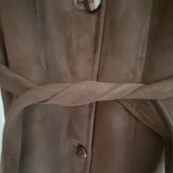 Liz Claiborne Dark Brown Faux Fur Lined Belted Fall Casual  Coat- Sz-M - Picture 4 of 16